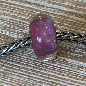 TROLLBEADS Murano glass bead purple effervescence sterling silver core retired